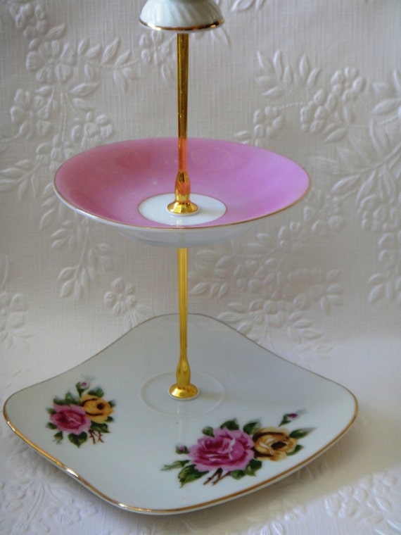 Vintage 3 Tier Cake Stand Jewellery Japan Tea cup & saucer