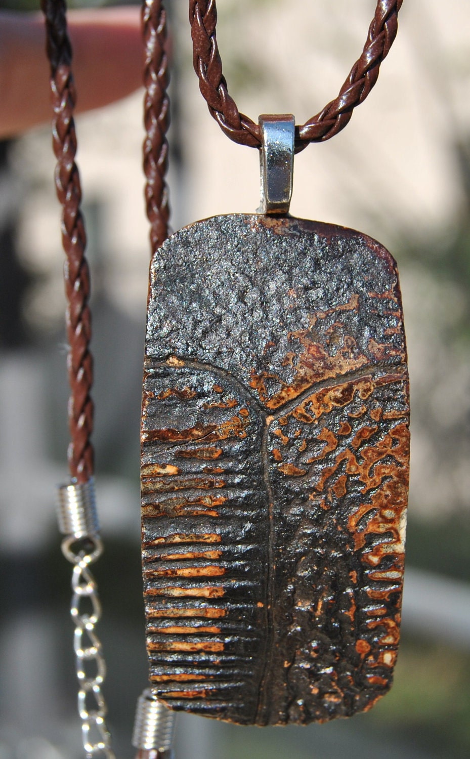 Fossil Turtle shell scute Pendant & Necklace custom Hand made