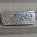 5 Rectangle Metal Buttons with Etched Pattern Antiqued Silver