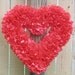 FREE SHIPPING --- Ready to Ship --- 15" Indoor/Outdoor Heart-Shaped Wreath --- Cherry Red