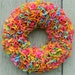 Mid-Winter Clearance Sale --- 15" Handmade Fleece Rag Wreath --- Tropical Punch --- Ready to Ship