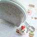 Kawaii Silver Glitter Coin Purse with White and Pink Cupcake Charm Wallet Purse
