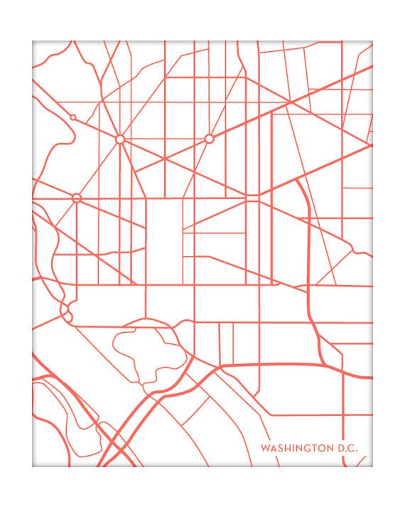 Washington DC City Map Art Print / District of by jennasuemaps