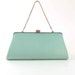 Vintage Pale Blue Evening Bag, Formal Clutch Purse with Rhinestone and Gold Tone Hardware