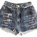 SALE Studded Shorts Vintage Distressed High Waisted Blue Plaid Black Jordache Denim Hipster Boho Hippie Upcycled Levi Extra Small XS W24