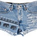Tribal/Aztec Elephant Shorts, Hand Painted, Vintage Distressed High Waisted Denim, Upcycled W31