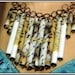 Recycled paper necklace ,metal chain and polymer clay,recycled,eco friendly,handmade jewelry