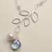Silver branch necklace, STERLING SILVER, Blue Quartz briolette, wire wrapped, fresh water pearl, bridal, bridesmaid, something blue