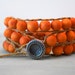 RESERVED FOR LINDSEY Wrap Bracelet Mala Buddhist Rosary with Orange Wood Beads on Hemp with Button Closure