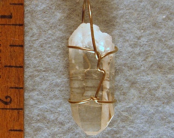 Healing Clear Grounding Arkansas Crystal Wire Wrapped Pendant