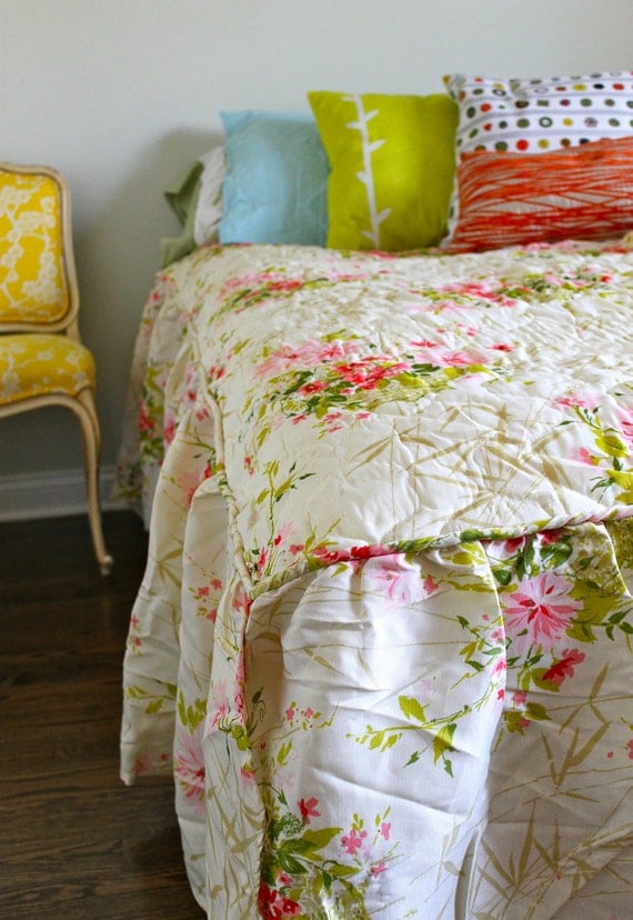 vintage bedding shabby chic floral pink green yellow vintage bedding shabby chic floral pink green yellow