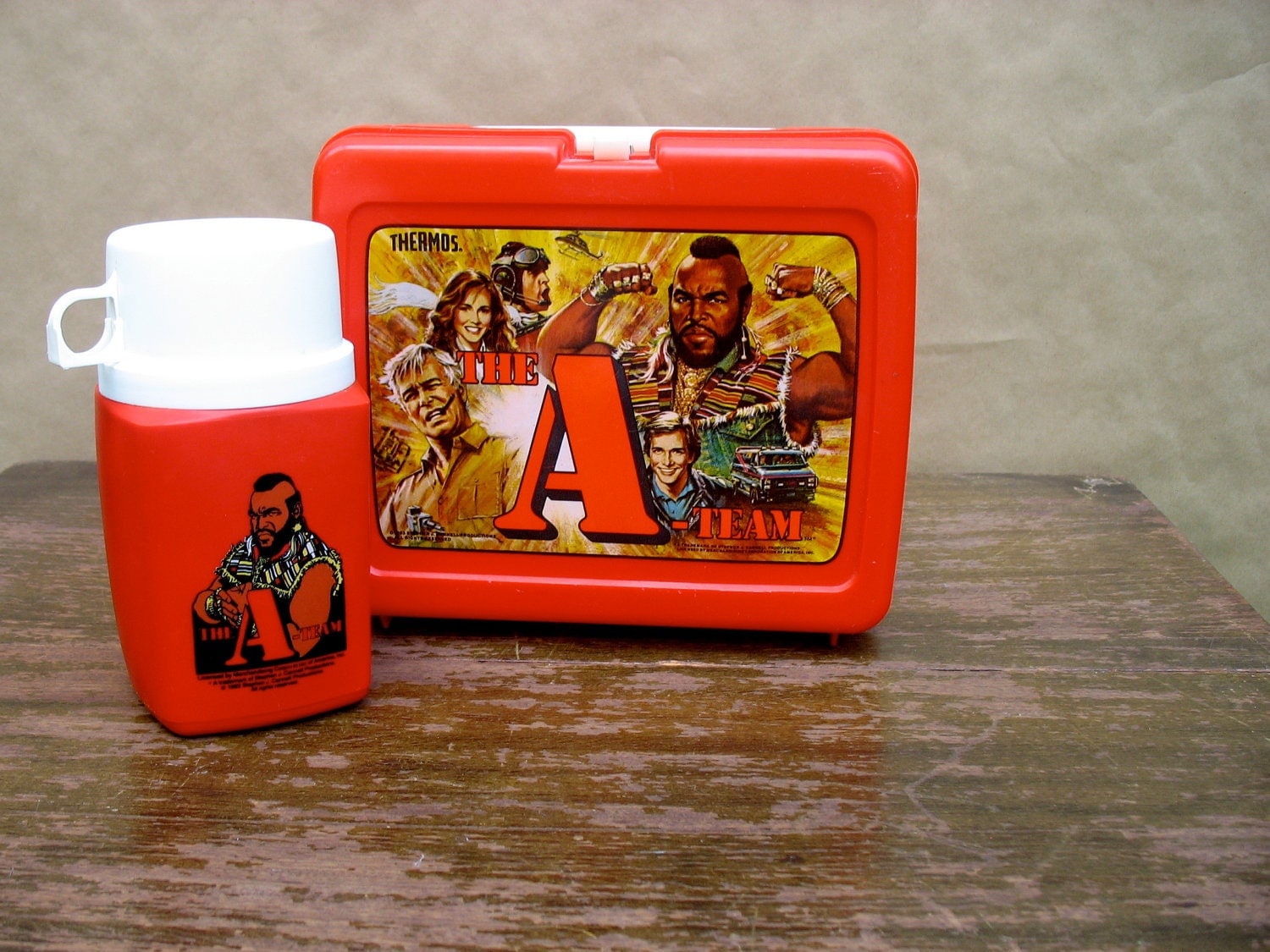 Vintage Plastic ATeam Lunch Box with Thermos 1983 Mr. T
