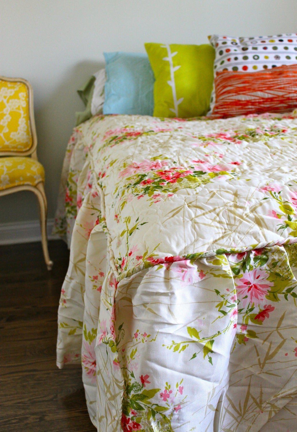 vintage bedding shabby chic floral pink green yellow vintage bedding shabby chic floral pink green yellow