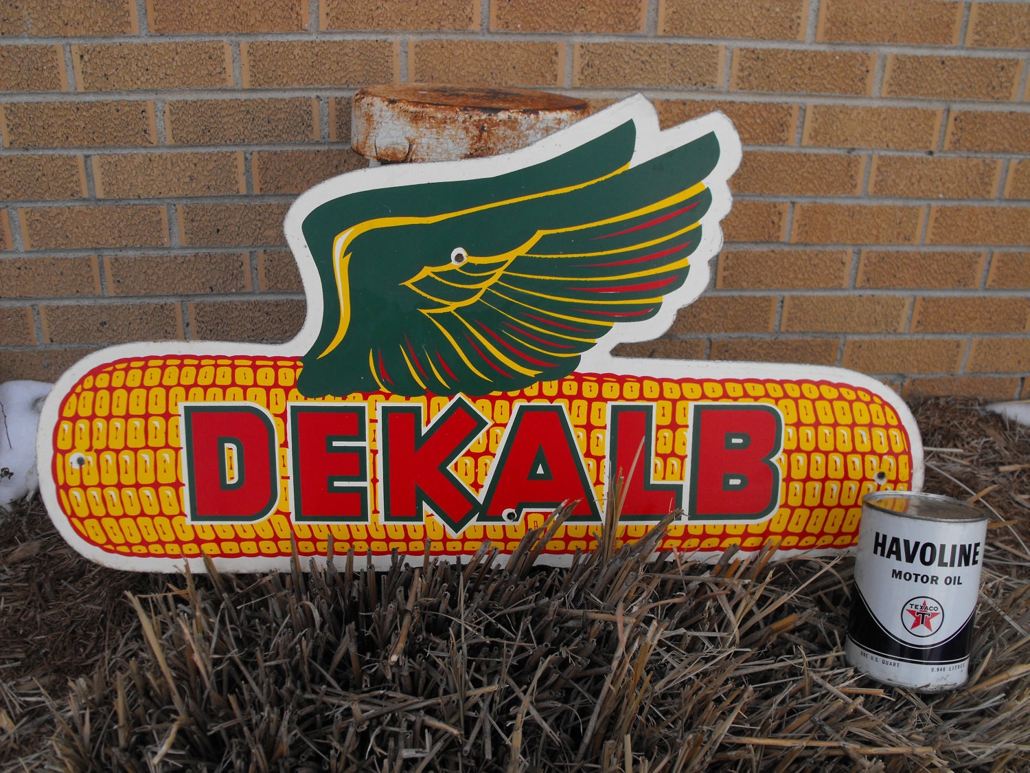 Vintage DEKALB Seed Corn Sign NOS Old Farm Sign Highway Sign