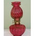 Victorian Antique OIL LAMP Lantern Cranberry Glass Beaded rib and Panel kerosene globe chimney
