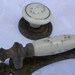 Cabinet Hardware Drawer Pulls Vintage architectural salvage Ceramic Brass