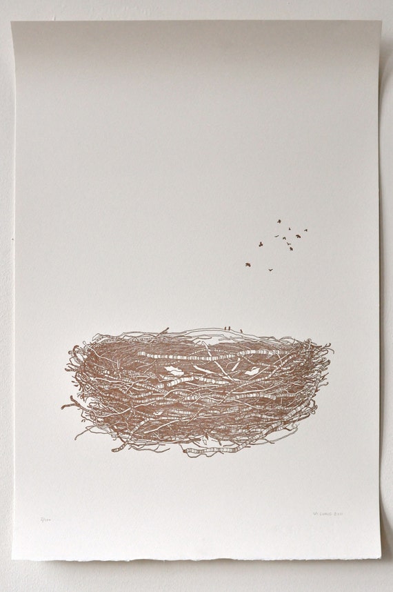 Bird's Nest Drawing Limited Edition Letterpress Print of