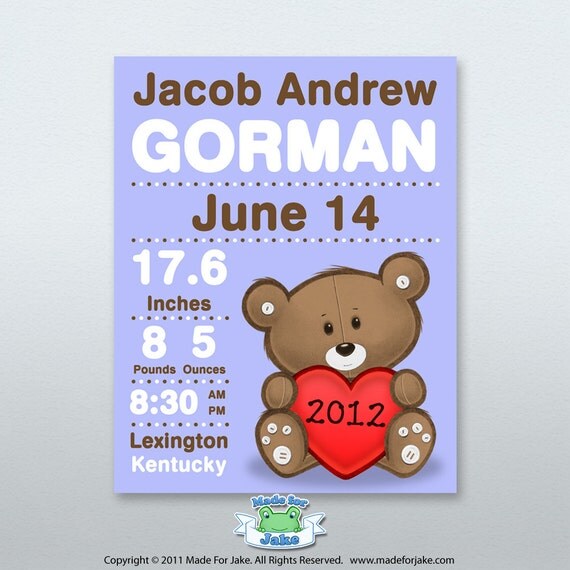birth announcement teddy