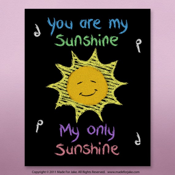 Download You Are My Sunshine Chalk Art Print nursery child room wall