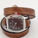 Leather 3-Wrap Watchband in Two Tone Distressed Brown and Black - Made to Order - Leave Me Your Wrist Measurement