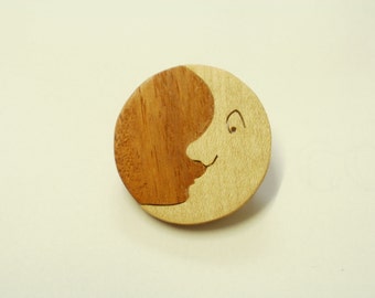 moon brooch wood light moon scroll saw