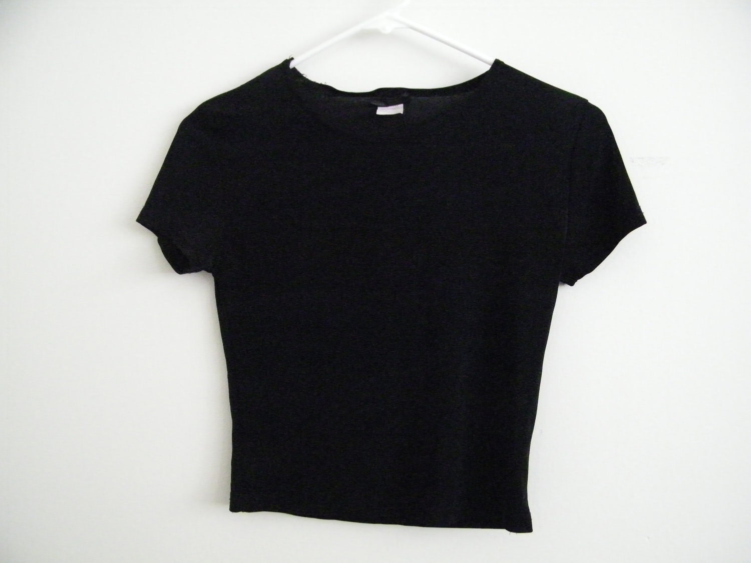 Plain Black Crop Top T-Shirt Sz: Small/X-Small
