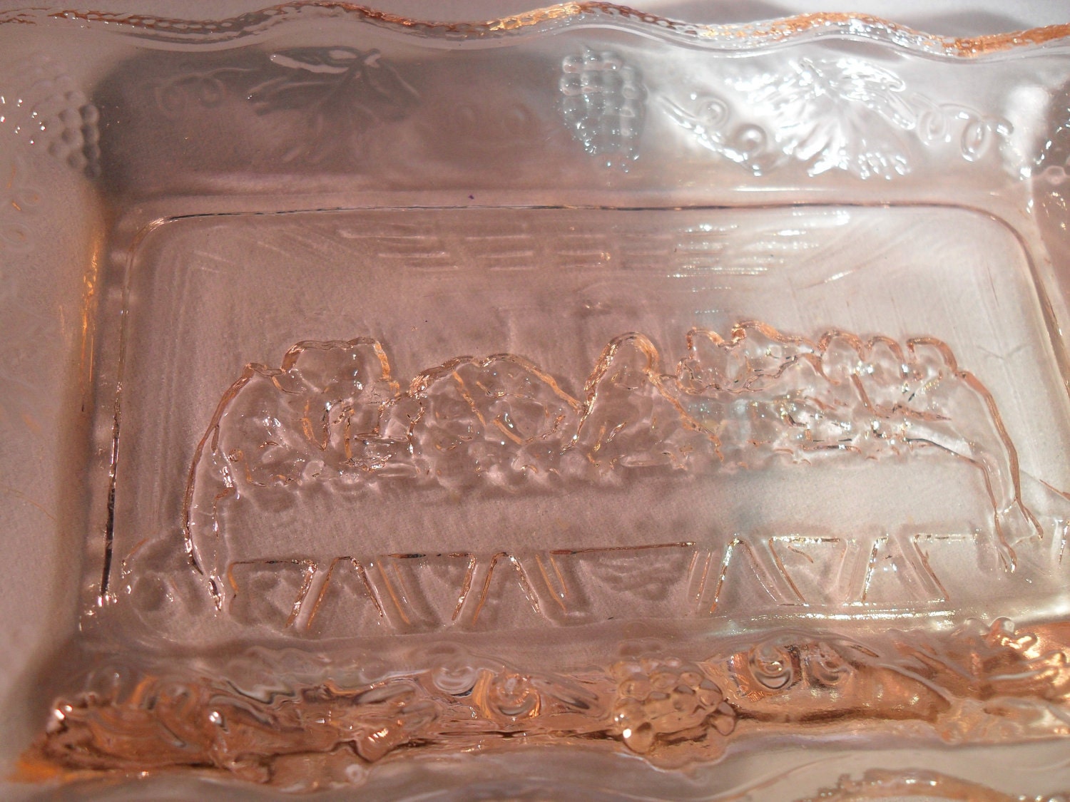Pink Depression Glass The Last Supper Small Tray