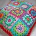 Crochet Granny Square cushioncover pillowcover Rainbow colors bright colors