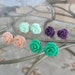 Beauty Bloomers - YOUR CHOICE Color Roses on Nickel Free Titanium Post Earrings - Jade Green, Mint, Light Pink, Purple