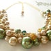 Champagne and Green Pearls Cluster Necklace and Crystals for Autumn, Fall Jewelry, Harvest Jewelry, Chunky Necklace.