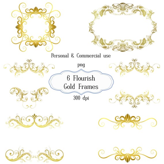Clip Art Gold Flourish Frames Embellishments Transparent
