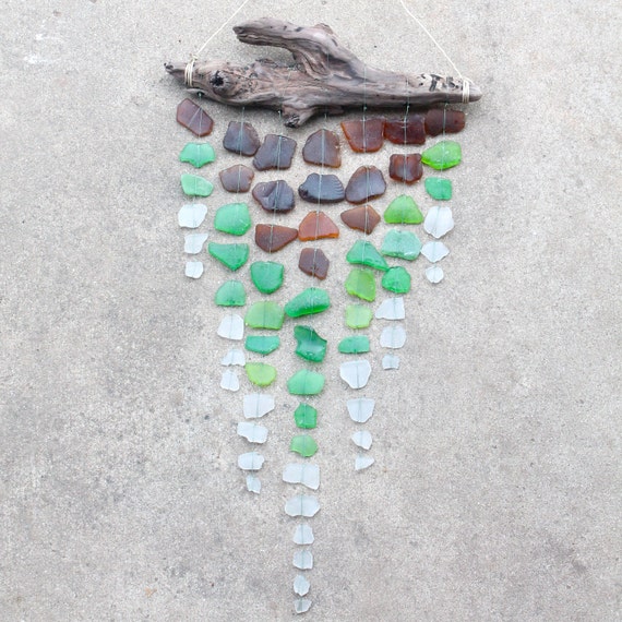 Sea Glass & Driftwood Mobile Brown Green and by TheRubbishRevival