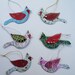 Bird Christmas Ornaments Set of 6 Paper Ornaments Gift Tags