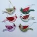 Bird Christmas Ornaments Set of 6 Paper Ornaments Gift Tags