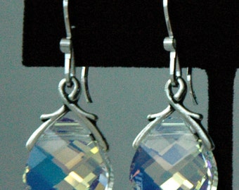 Crystal AB Large - Swarovski Crystal AB Sterling Silver Earrings, Bridesmaid Gifts, Wedding Bride Bridal Jewelry, Bridesmaid Earrings