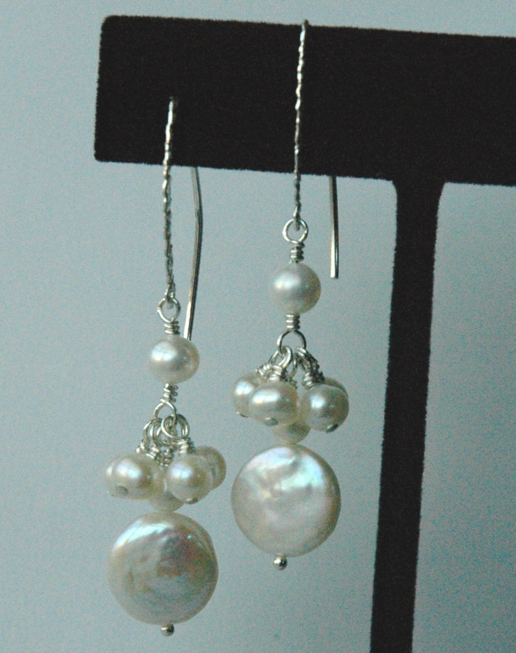 Coin Freshwater Pearl Cluster Earrings