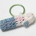Blue & White Lip Balm Keychain with a hint of green Cotton Crochet