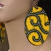 Large Fabric Covered Earrings- Yellow Print