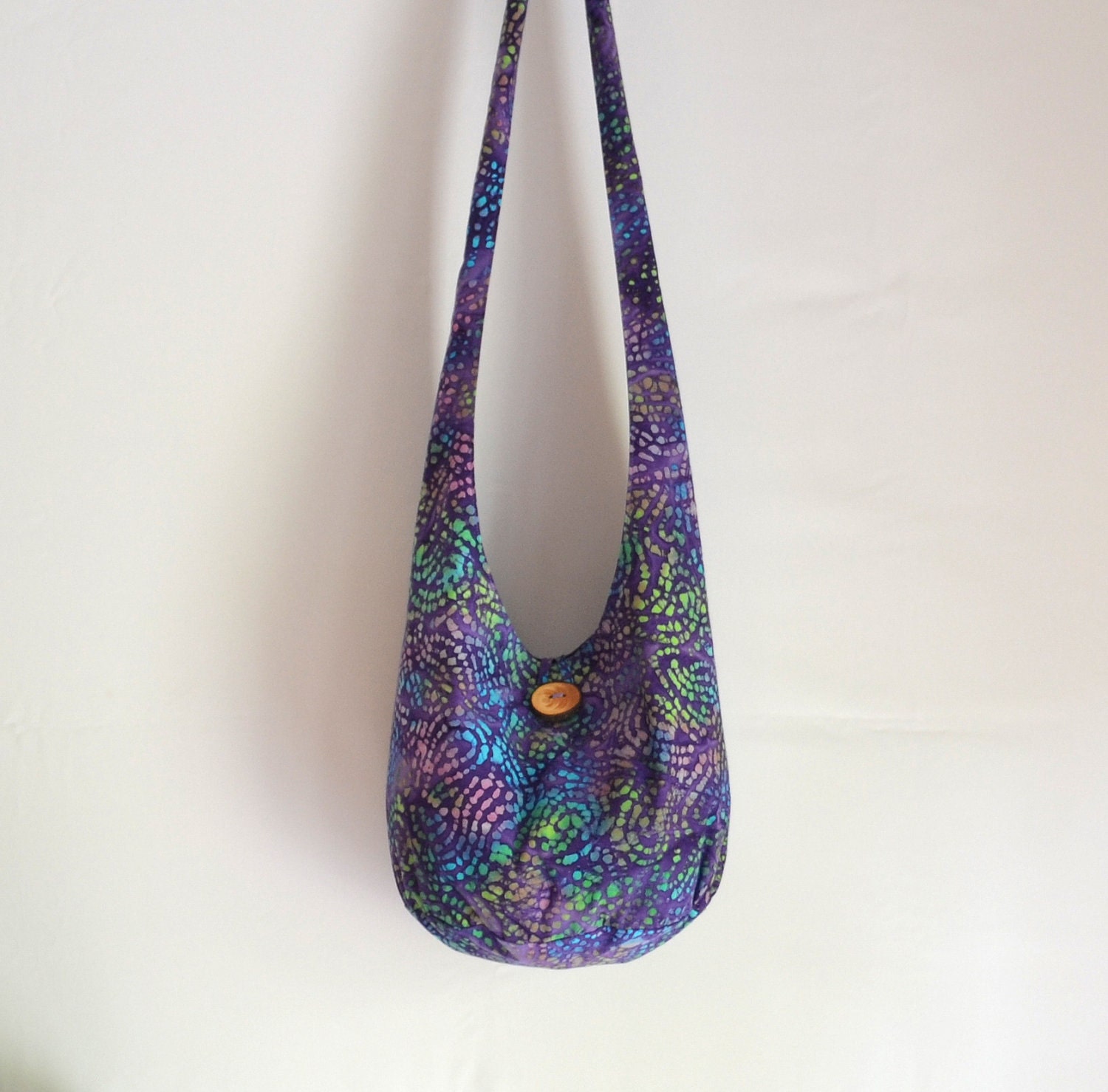 purple batik hobo bag sling bag blue green neon bright purple batik hobo bag sling bag blue green neon bright