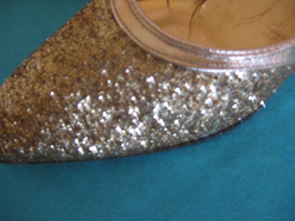 Awesome 1960s Sears Gold Glitter Kitten Heel Shoes