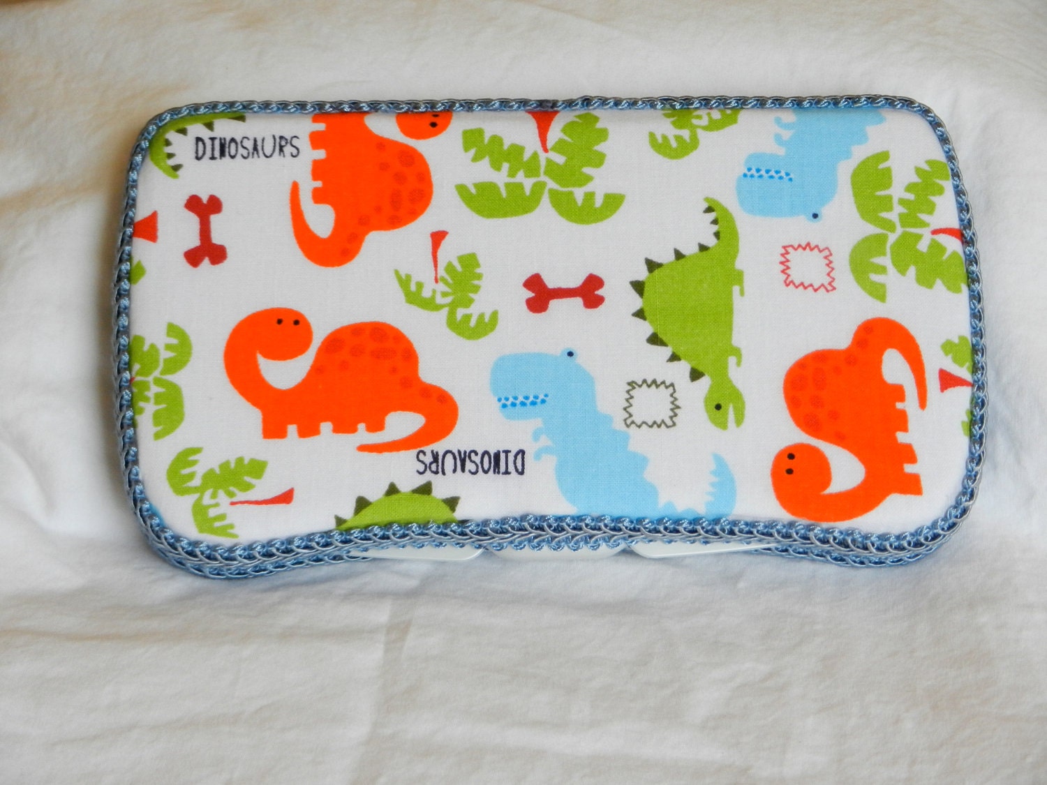 Travel Baby Wipe Case In Cute Dinosaurs Fabric by sewsweetladybug