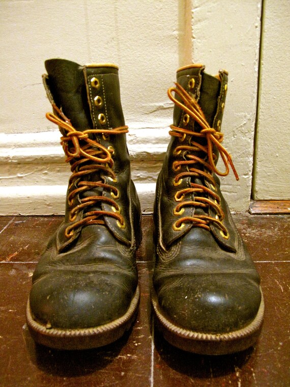 Rare Vintage Loden Green Leather Work Boots