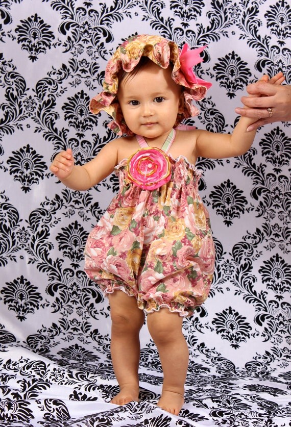 Items similar to Baby Girl Floral Bubble Romper Preemie/Doll 4T on Etsy
