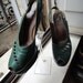 SALE Genuine 1940's WWII Green Leather Peep Toe Sling Back Platform Shoes - STUNNING