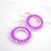 Hot Pink Earrings, Neon Earrings, Beaded Hoop Earrings, Handmade Beaded Jewelry
