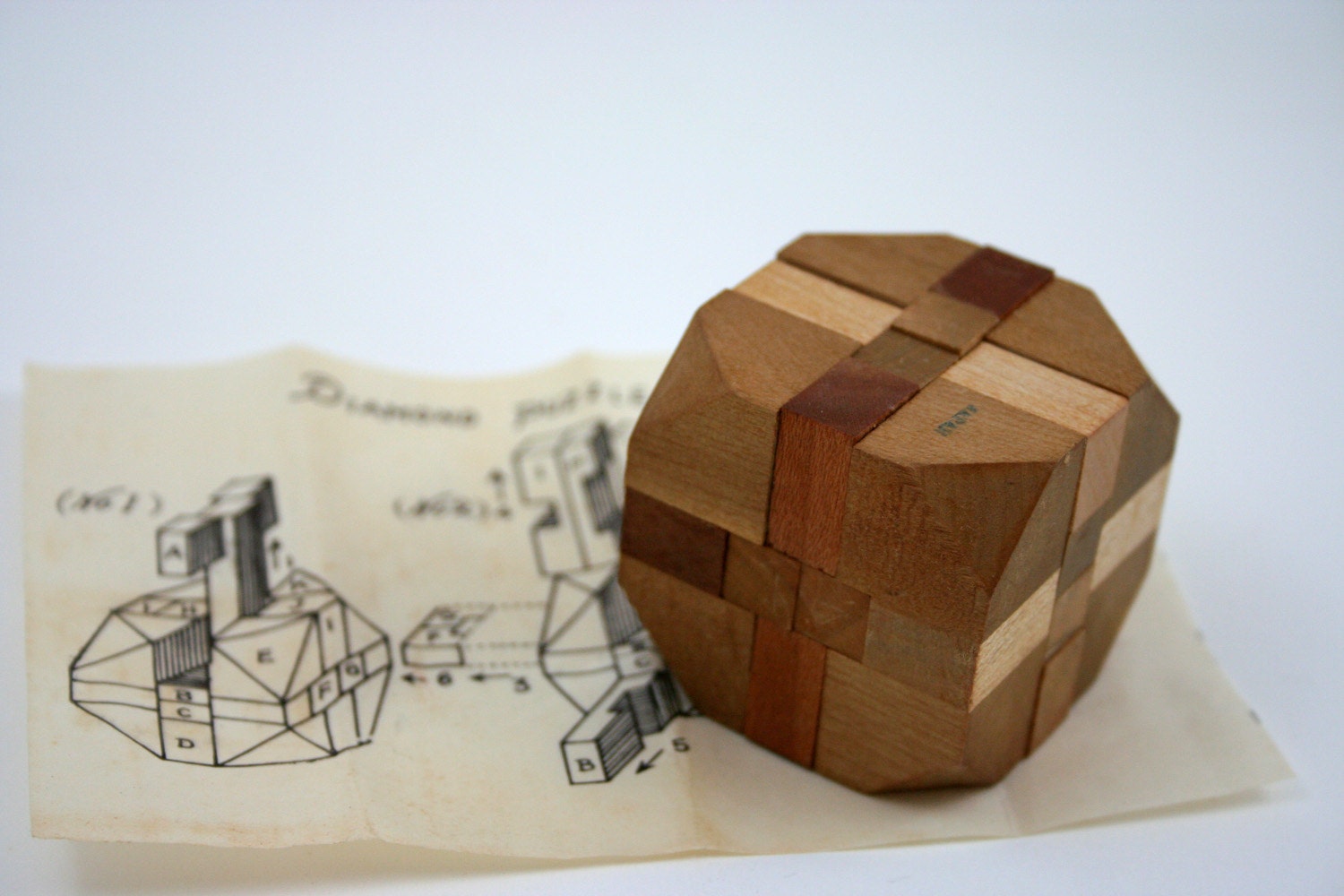 Vintage Japanese Wood Puzzle Instant Collection cube sphere