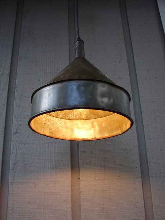 Upcycled Vintage Farm Funnel Pendant Light 7194