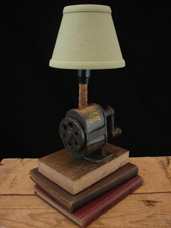 Upcycled Vintage GIANT Pencil Sharpener Lamp
