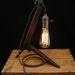 Upcycled Antique Rusty Andiron Lamp with Filament Bulb