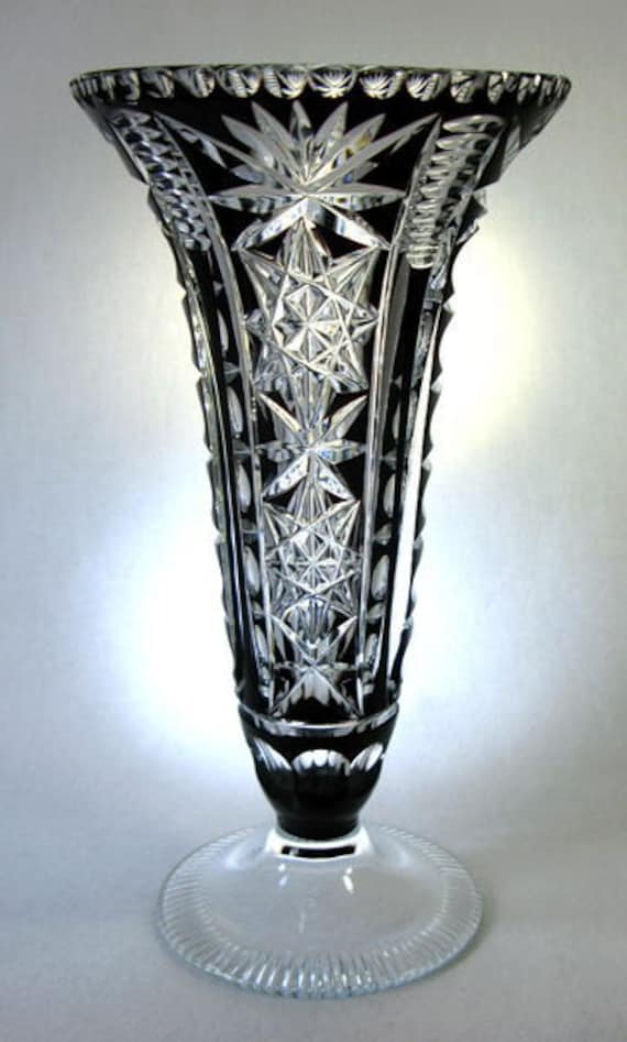 Magnificent Bohemian hand cut crystal Vase 1920